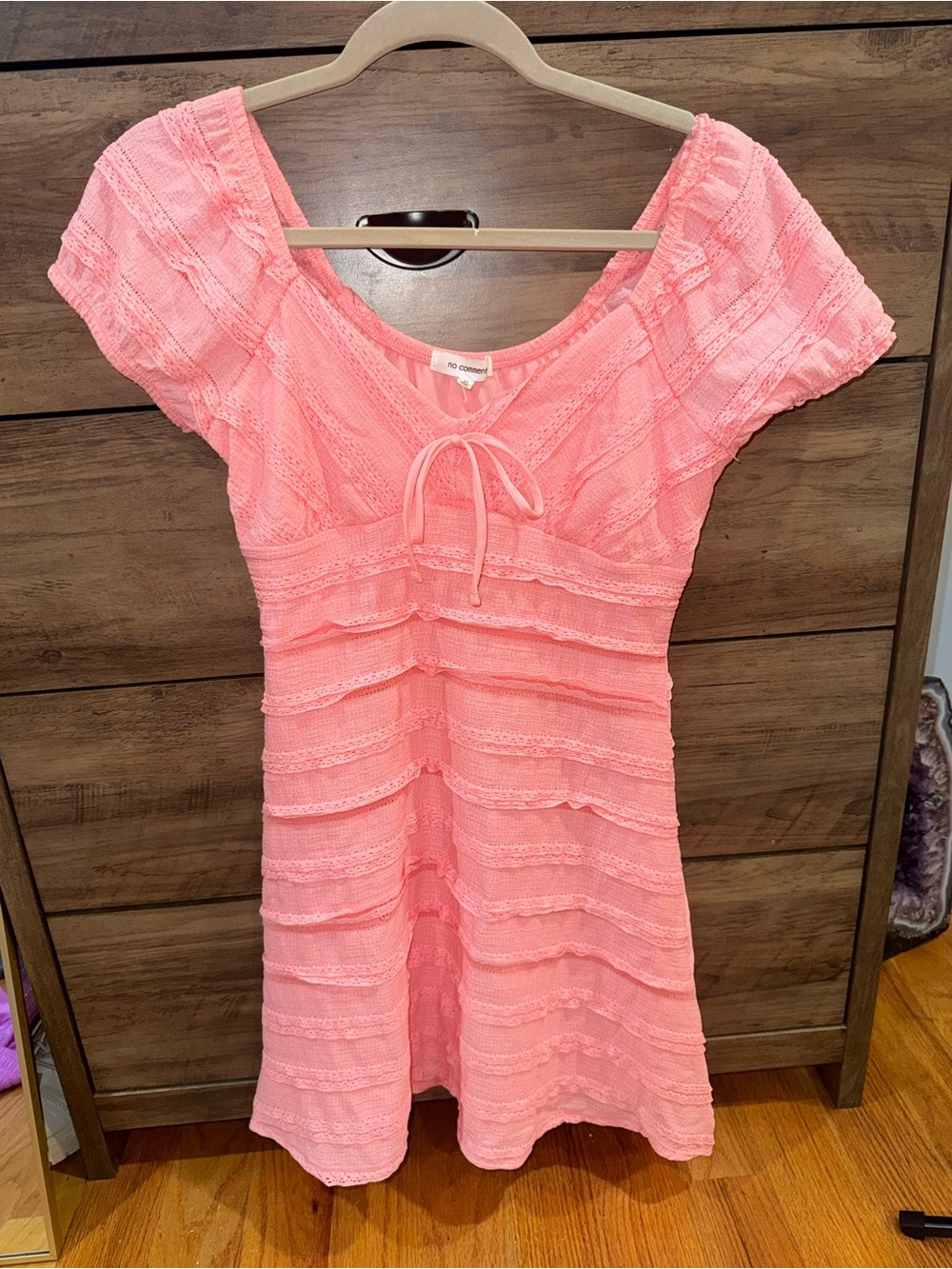 Pink Lace-Trim Fit & Flare Dress